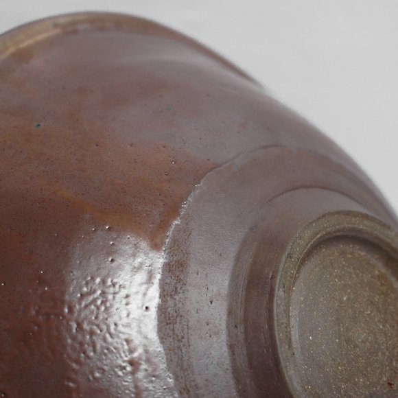 Stoneware Rust Orange Glazed Artist Signed  Fruit Bowl - Picture 8 of 8